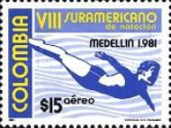 [Airmail - The 8th South American Swimming Championships, Medellin, type ASZ]