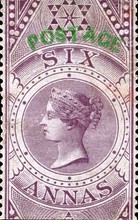 [Queen Victoria, 1819-1901 - Overprinted "POSTAGE" in Green, type G1]