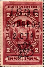 [Fiscal Stamps Overprinted "1896 CORREOS" & Surcharged, type XAD3]