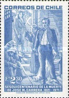 [The 150th Anniversary of the Death of General Jose Miguel Carrera, 1785-1821, type UB]