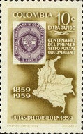 [Airmail - The 100th Anniversary of Colombian Stamps - Inscribed "1859 1959", type ZH]