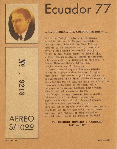 [Airmail - The 10th Anniversary of the Death of Dr. Remigio Romero y Cordero, type XXC]