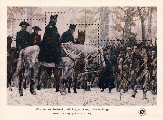 [Washington Rewiewing His Ragged Army at Valley Forge - By William T. Trego, type ]