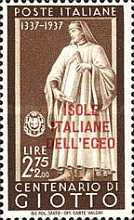 [Ritratto di Giotto - Italian Stamps No. 561 & 564 Overprinted "ISOLE ITALIANE DELL'EGEO", type CI1]
