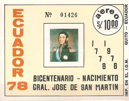 [Airmail - The 200th Anniversary of the Birth of General San Martin, type XMI]
