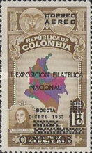 [Airmail - The 2nd National Philatelic Exhibition, Bogota - Surcharged, type TR]