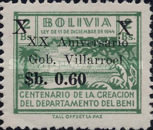 [The 20th Anniversary of the Villarroel Government, Surcharged "XX Aniversario - Gob. Villarroel" and Value, type MH2]