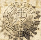 [East Indian Company Coat of Arms - Inscription "Scinde District Dawk", type A1]
