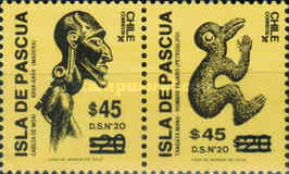 [Easter Island Art - Issues of 1988 Surcharged, type ASK]