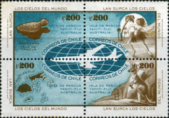 [Inaugural LAN Flight to Tahiti, Fiji and Australia, type ]