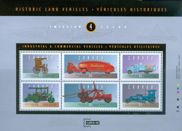 [Historic Land Vehicles - International Stamp Exhibition "CAPEX '96" - Toronto, Canada, type ]
