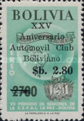 [Airmail - The 25th Anniversary of the Bolivian Motor Club, Surcharged "XXV - Aniversario - Automovil Club - Boliviano" and Value, type IC5]
