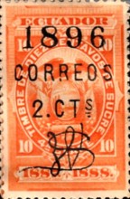 [Fiscal Stamps Overprinted "1896 CORREOS" & Surcharged, type XAD5]