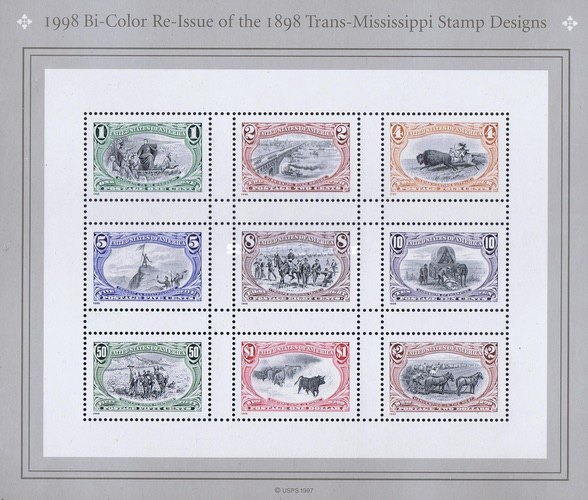 [The 100th Anniversary of the 1898 Trans-Mississippi Stamp Designs - Re-Issued in 2 Colors, type ]
