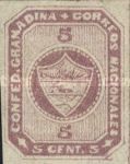 [Coat of Arms - Inscription: "CONFED. GRANADINA + CORREOS NACIONALES" - Straight Lines in Backgorund, type A8]