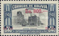 [Airmail - Currency Revaluation - Founding of La Paz stamps of 1951 Surcharged, type FP3]
