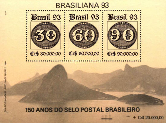 [The 150th Anniversary of the First Brazilian Stamps and International Stamp Exhibition "Brasiliana 93" - Rio de Janeiro, Brazil, type ]