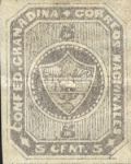 [Coat of Arms - Inscription: "CONFED. GRANADINA + CORREOS NACIONALES" - Straight Lines in Backgorund, type A7]