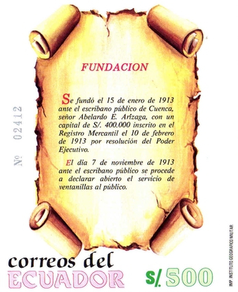 [The 75th Anniversary of Azuay Bank, Cuenca, type ]