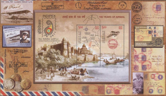 [The 100th Anniversary of Airmail - International Stamp Exhibition INDIPEX 2011, New Delhi, type ]