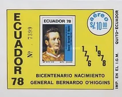 [Airmail - The 200th Anniversary of the Birth of General Bernardo O'Higgins, National Hero of Chile, type XXY]