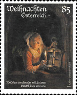 [Christmas - "Girl at a Window with Lantern", by Gerard Dou, 1613-1675, type DWP]