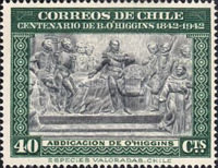 [The 100th Anniversary of the Death of Bernardo O'Higgins, 1778-1842, type EX]