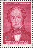 [Airmail - The 100th Anniversary of the Death of Andres Bello, Poet, 1781-1865, type OP]