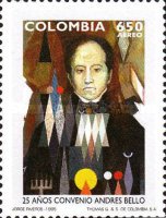 [Airmail - The 25th Anniversary of Andres Bello, Scholar and Writer - Agreement on Intellectual Co-operation, type BMN]