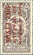 [Opening of Railway at Otavalo - Fiscal Stamps Inscribed "TIMBRE-CONSULAR" Overprinted "Postal-Frril Norte Est. OTAVALO" and Surcharged, type GV]