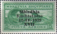 [Airmail - National Congress - Stamps of 1930 Overprinted "Mbledhja - Kushtetuëse - 12-IV-1939 - XVII", type CD]