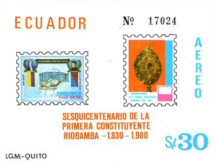 [Airmail - The 150th Anniversary of Constitutional Assembly of Riobamba, type XQF]