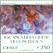 [The 450th Anniversary of City of Concepcion - Depicting Paintings by G. de la Fuente Riojas, type BMC]
