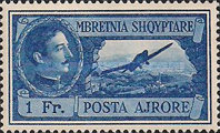 [Airmail - King Zog I & Airplane, type BI4]