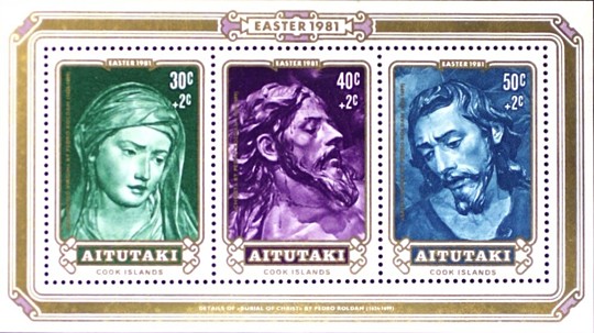 [Easter - Details of Sculpture "Burial of Christ" by Pedro Roldan - Issues of 1981 Surcharged 2c, type ]