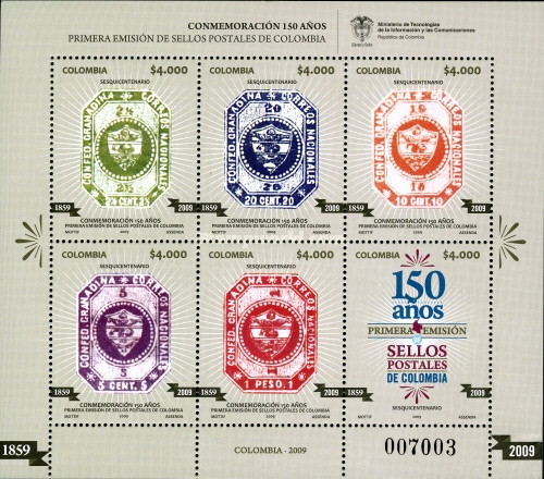 [The 150th Anniversary of the First Postage Stamps of Colombia, type ]