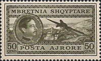 [Airmail - King Zog I & Airplane, type BI3]