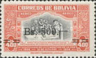 [Airmail - Currency Revaluation - Founding of La Paz stamps of 1951 Surcharged, type FV3]