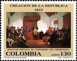 [Airmail - The 170th Anniversary of Creation of First Republic of Colombia and 168th Anniversary of its Constitution, type BEQ]