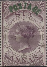 [Queen Victoria, 1819-1901 - Overprinted "POSTAGE" in Green, type G]