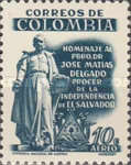 [Airmail - The 125th Anniversary of the Death of Jose Matias Delgado, Champion of Independence, type XXF1]