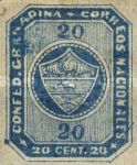 [Coat of Arms - Inscription: "CONFED. GRANADINA + CORREOS NACIONALES" - Straight Lines in Backgorund, type A11]