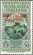 [Airmail - Italian Stamps No 370-374 in Different Colors Overprinted "ISOLE ITALIANE DELL'EGEO", type AJ]