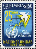 [Airmail - The 25th Anniversary of United Nations, type AHO]