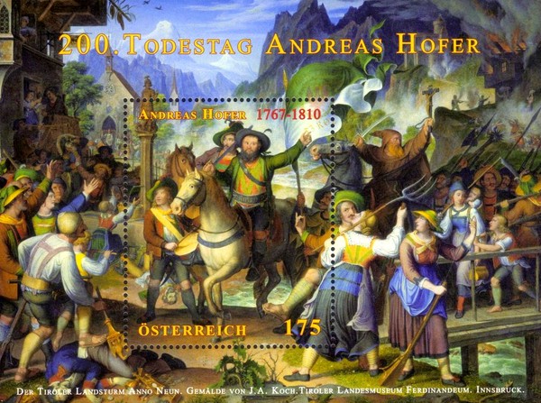 [The 200th Anniversary of the Death of Andreas Hofer, 1767-1810, type ]