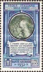 [Airmail Italian Stamp No. 379 with "ISOLE ITALIANE DELL'EGEO" Instead of "ITALIA" at Top, type AO]
