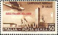 [Airmail - Football World Cup - Italian Stamps of 1934 in Different Colors Overprinted "ISOLE ITALIANE DELL'EGEO", type AX]