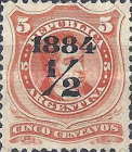 [Number 25 & 27 Overprinted "1884" and Surcharged, type W]