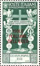 [Italian Stamps No. 540-549 in Different Colors Overprinted "ISOLE ITALIANE DELL'EGEO", type BW]