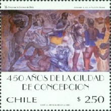 [The 450th Anniversary of City of Concepcion - Depicting Paintings by G. de la Fuente Riojas, type BMB]